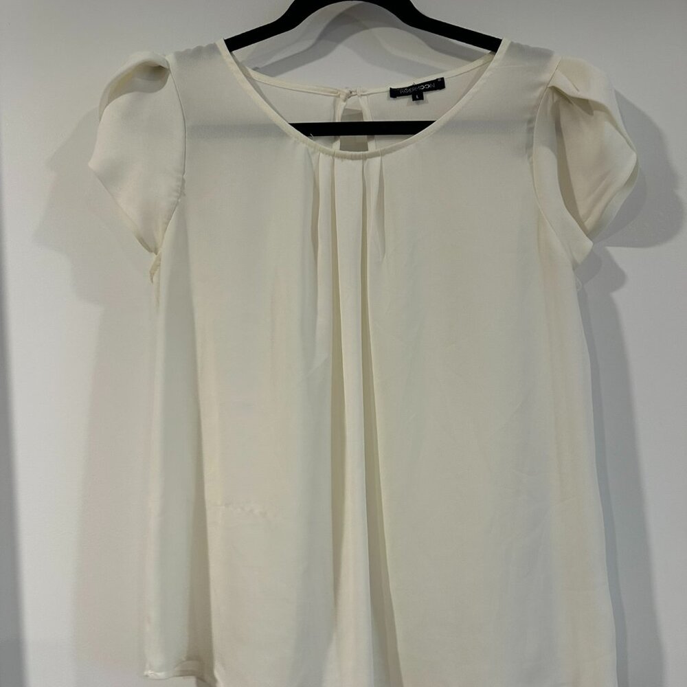 Papermoon Ivory Pleated Short Sleeve Blouse